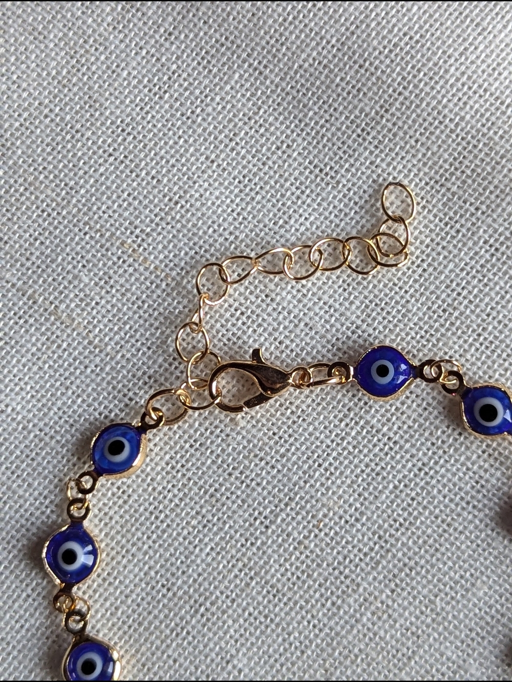 Gold Toned Blue Evil Eye Bracelet Adjustable Women's Jewelry - Picture 3 of 5